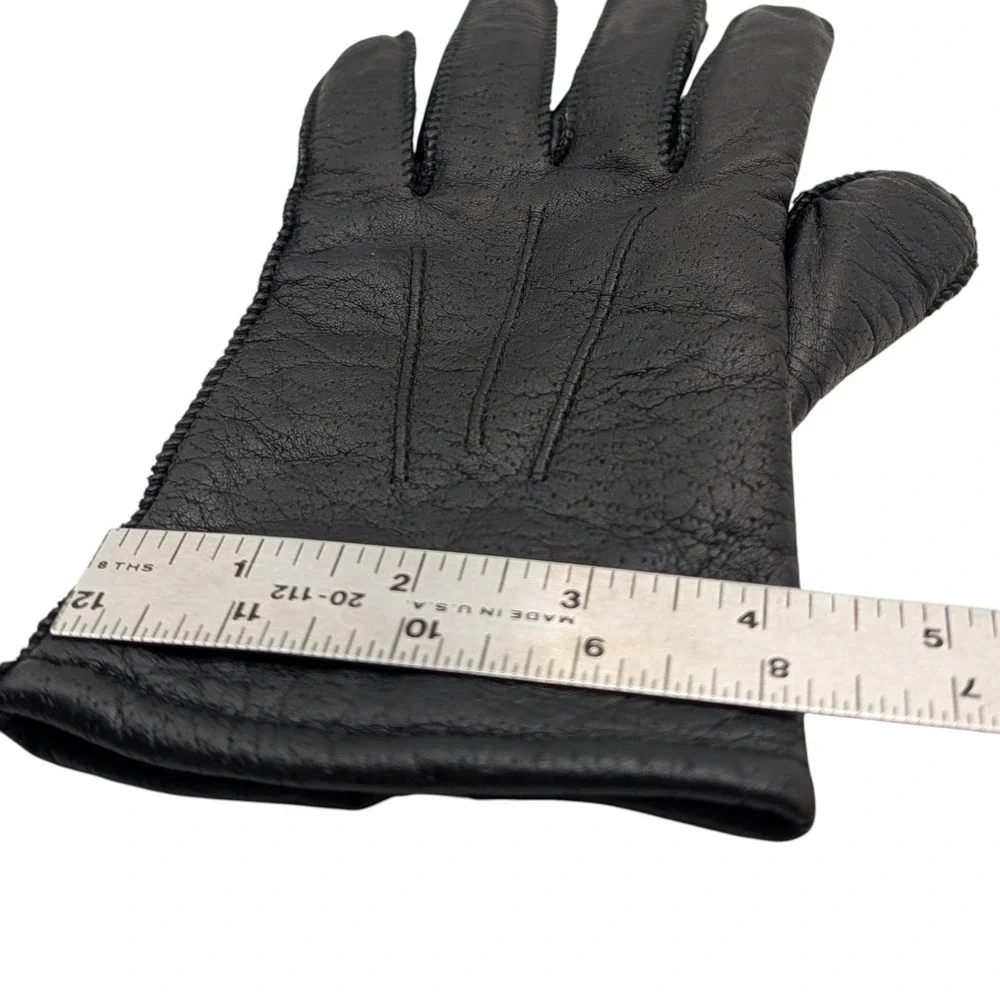 Vintage Pownes Genuine Leather Gloves Driving Lined Black‎ Womens Size Large